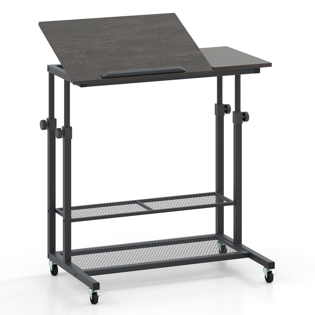 Height Adjustable Standing Desk with Tilting Top - Oak