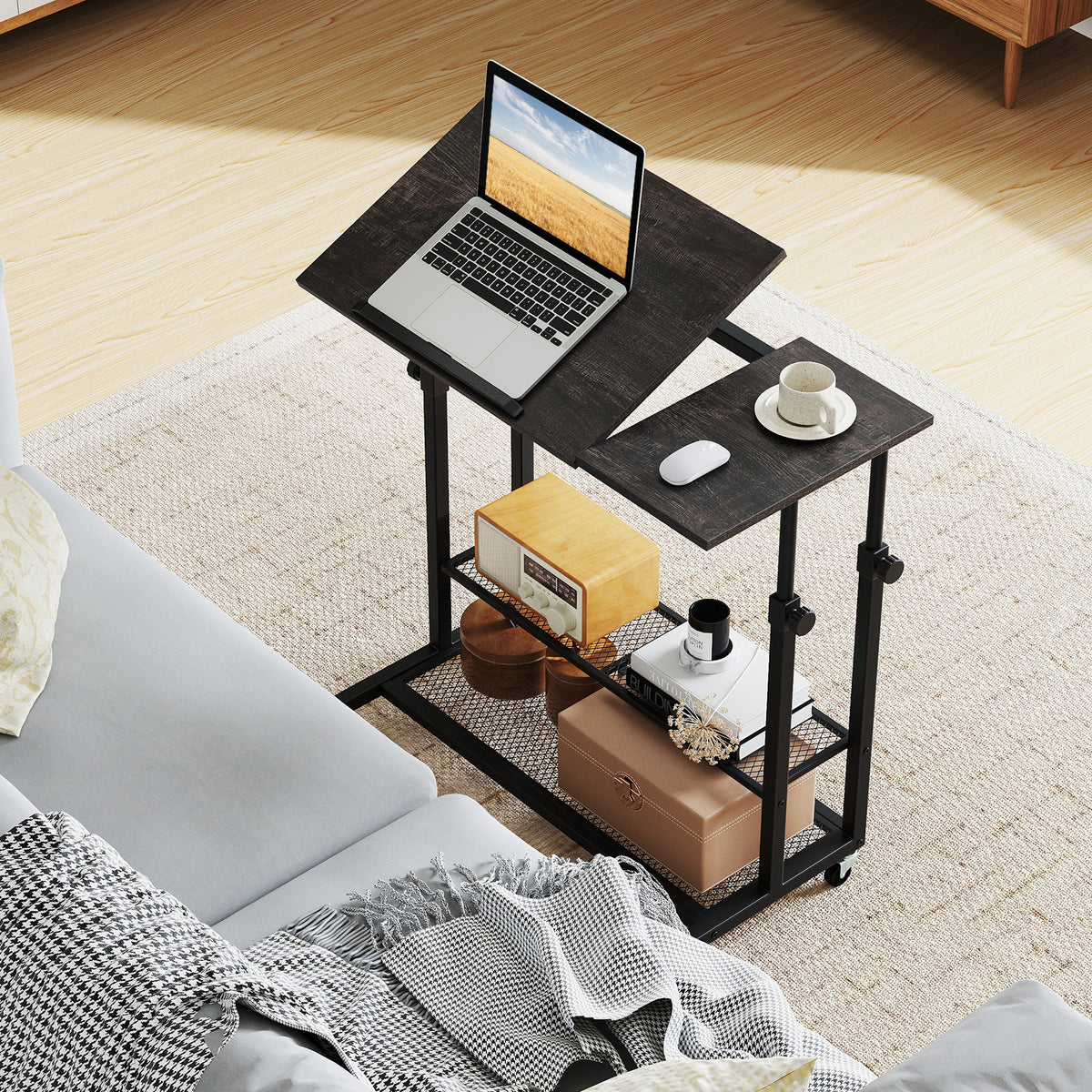 Height Adjustable Standing Desk with Tilting Top - Oak