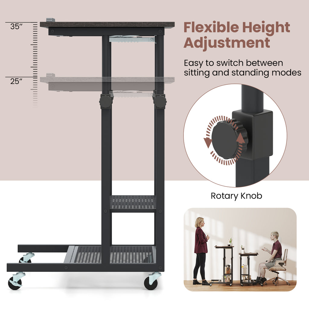Height Adjustable Standing Desk with Tilting Top - Oak