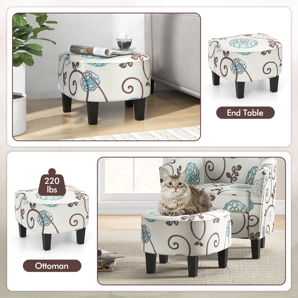 Modern Accent Armchair with Ottoman Set - Beige