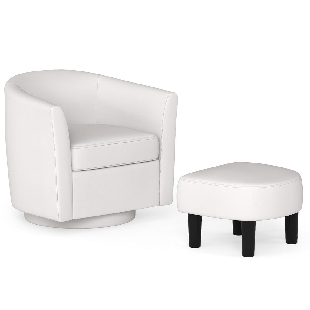 Linen Swivel Accent Chair with Ottoman Footrest, Gray