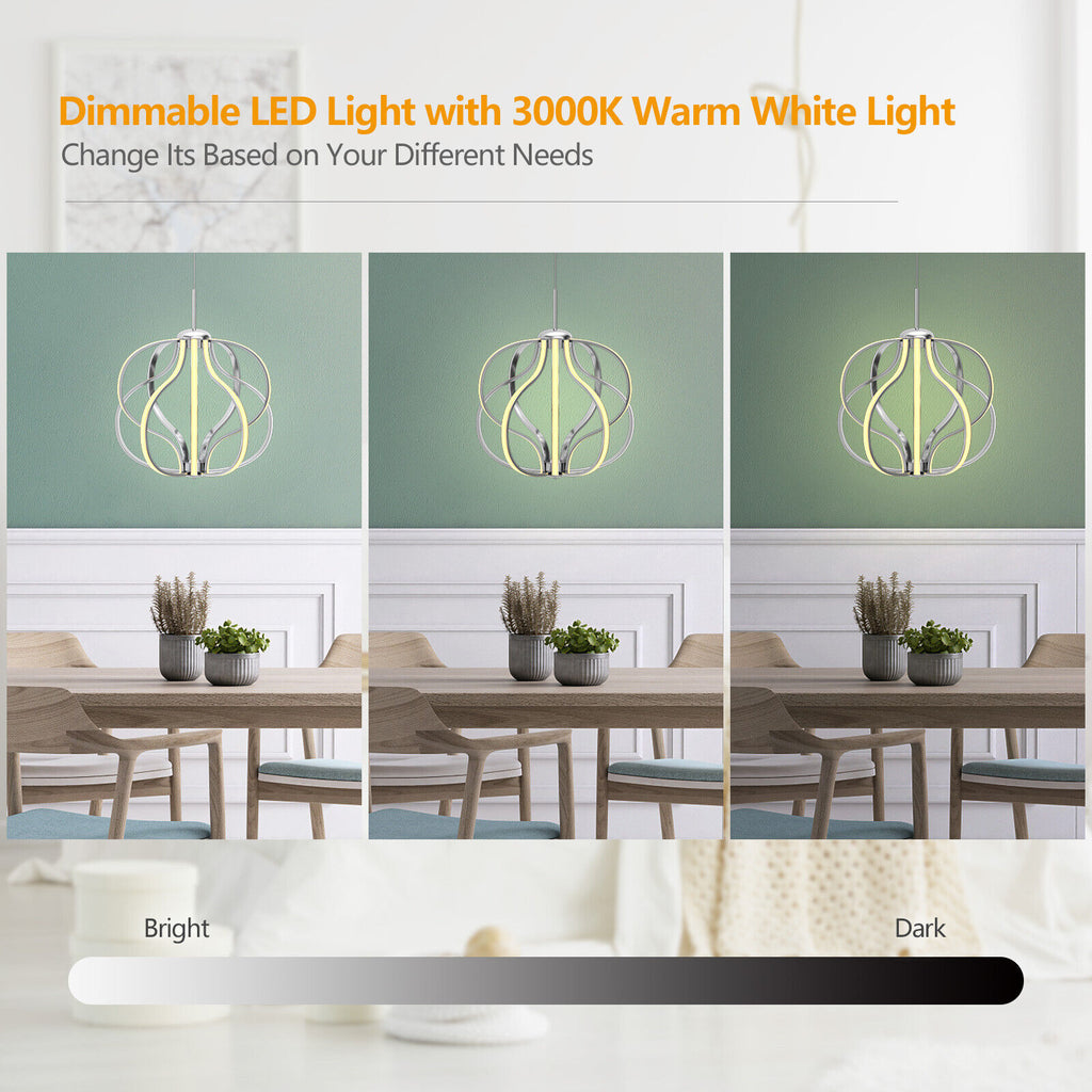 Modern Dimmable Warm White LED Chandelier - Pendant Light with LED, Adjustable Height