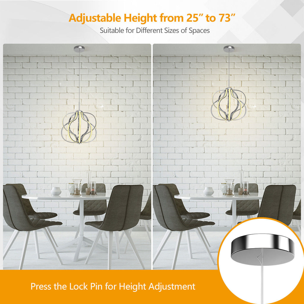 Modern Dimmable Warm White LED Chandelier - Pendant Light with LED, Adjustable Height