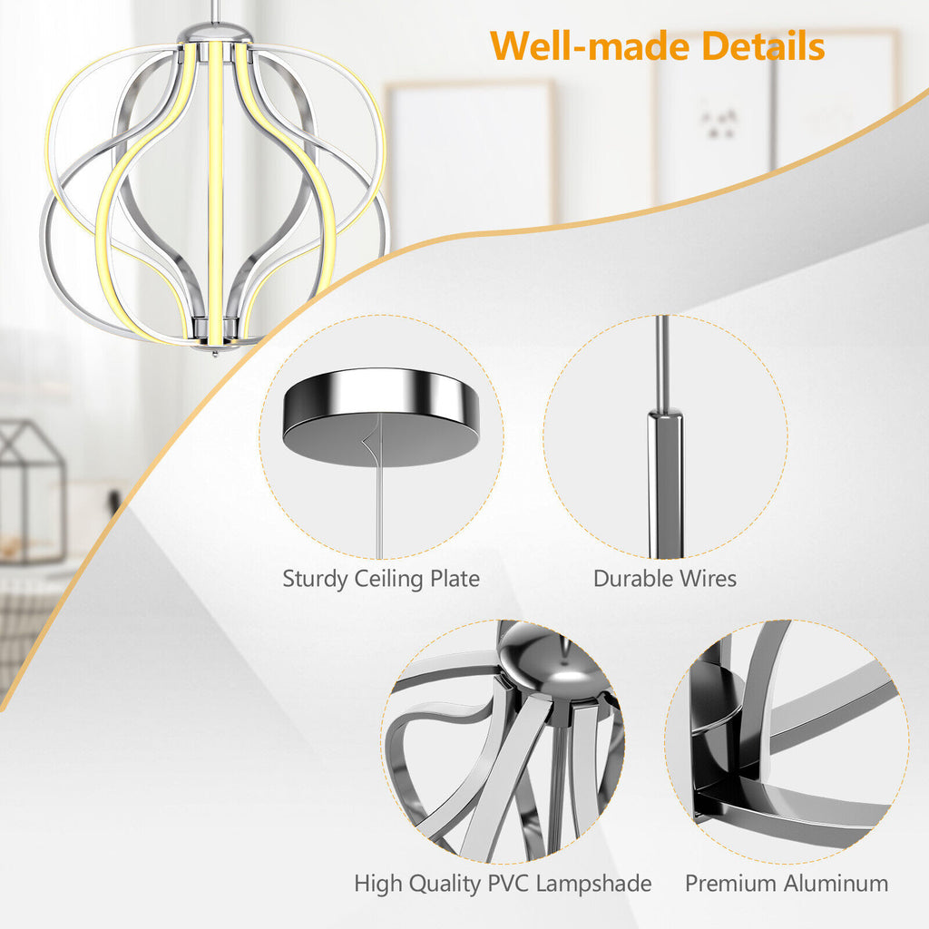 Modern Dimmable Warm White LED Chandelier - Pendant Light with LED, Adjustable Height