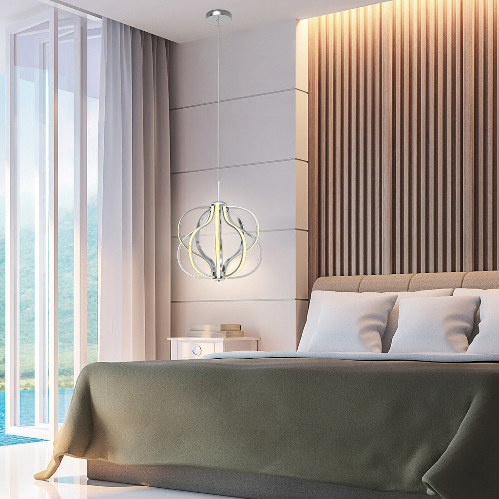 Modern Dimmable Warm White LED Chandelier - Pendant Light with LED, Adjustable Height