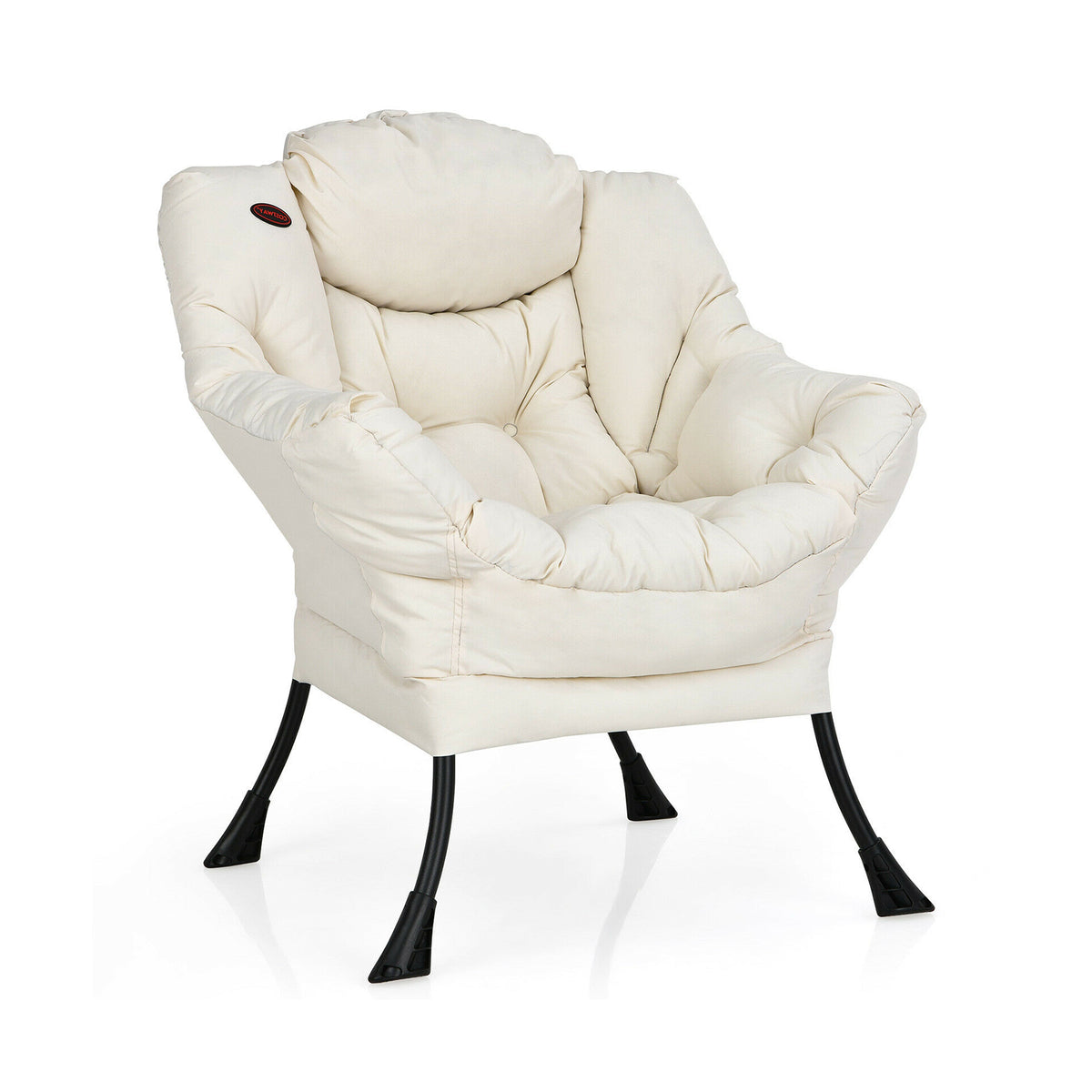 Sherpa Accent Chair with Folding Footrest & Head Pillow, Pink