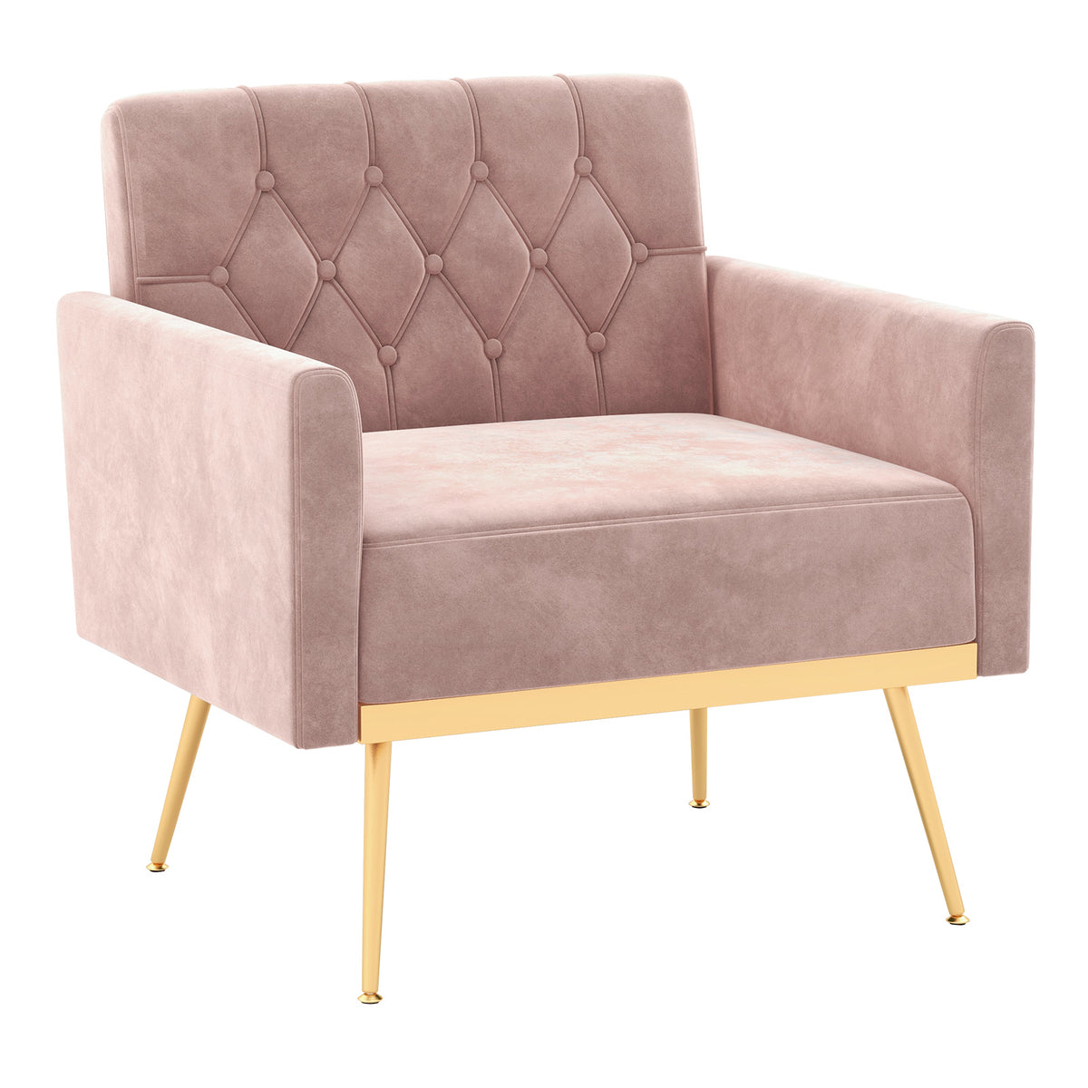 Modern Velvet Accent Chair with Button Tufted Back - Pink