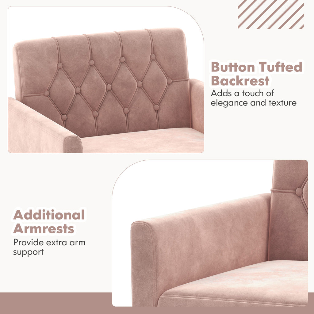 Modern Velvet Accent Chair with Button Tufted Back - Pink