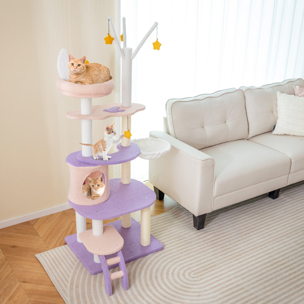 Multi-Level Cat Tower with Sisal Scratching Posts for Small Cats - Variation M