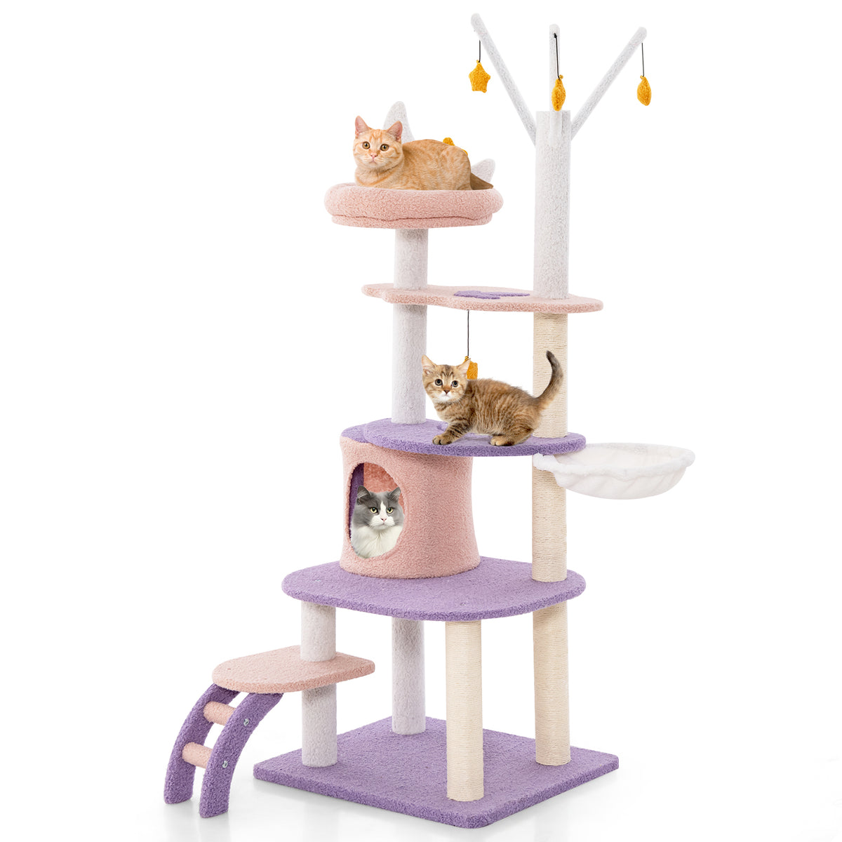 Multi-Level Cat Tower with Sisal Scratching Posts for Small Cats - Variation M
