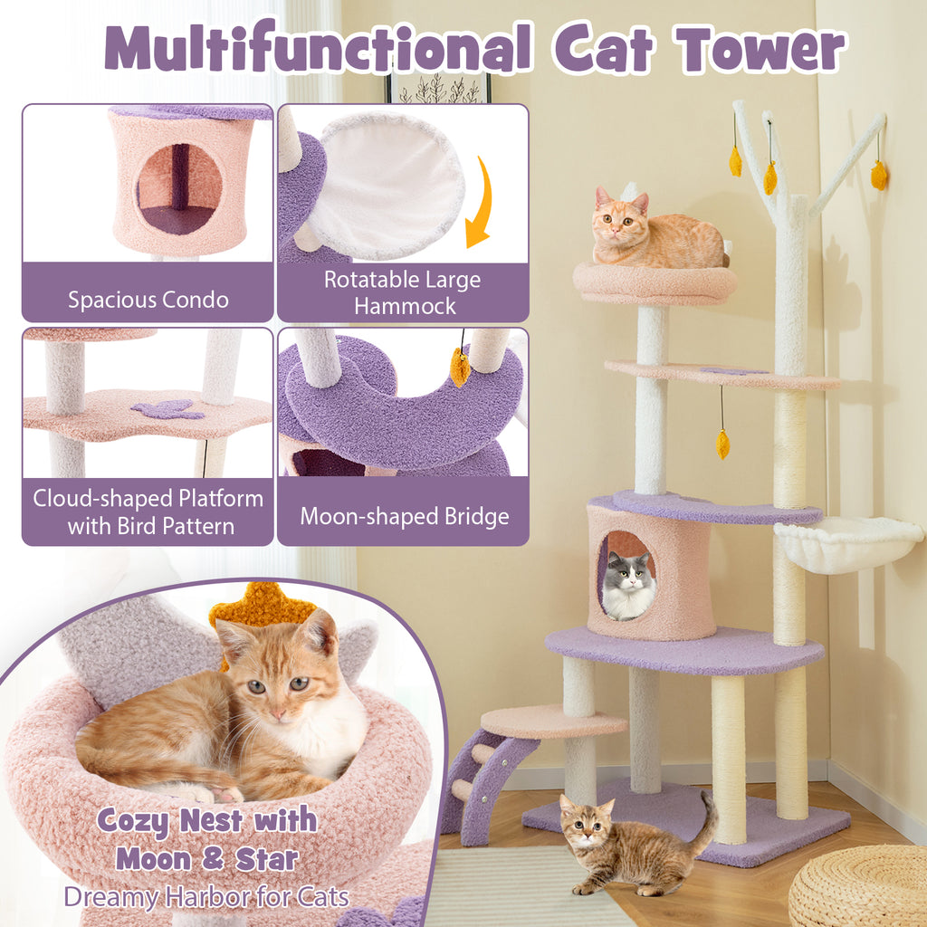 Multi-Level Cat Tower with Sisal Scratching Posts for Small Cats - Variation M