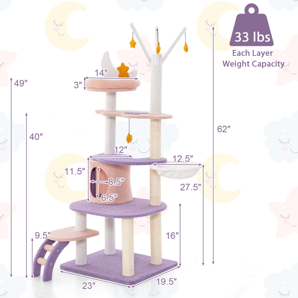 Multi-Level Cat Tower with Sisal Scratching Posts for Small Cats - Variation M