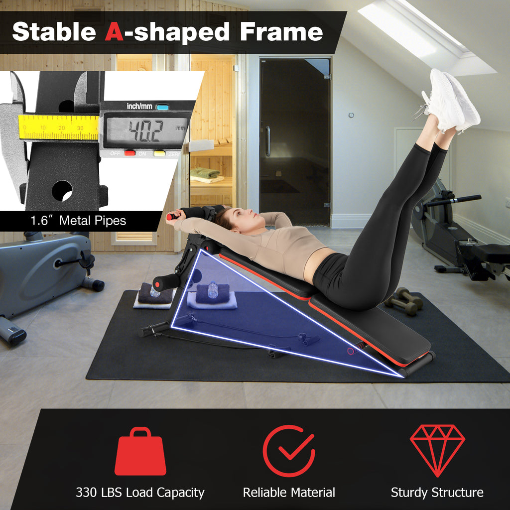 Foldable 4-Position Adjustable Sit Up Bench - Compact Metal Workout Equipment