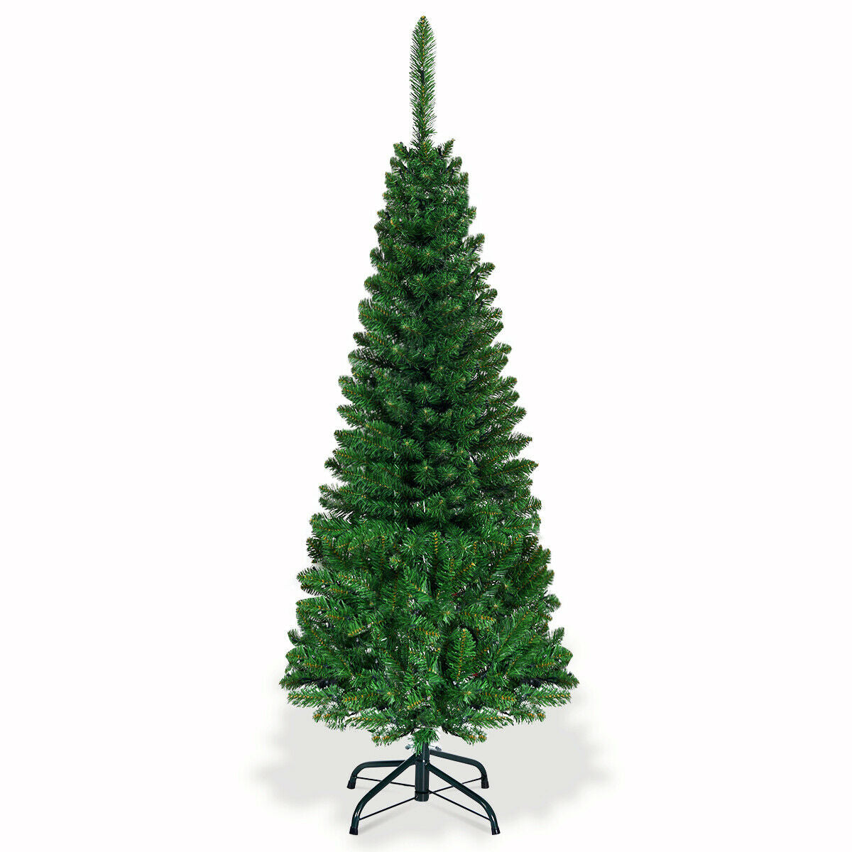 4.5 ft Prelit Pencil Christmas Tree with 250 Colorful LED Lights - Slim & Realistic