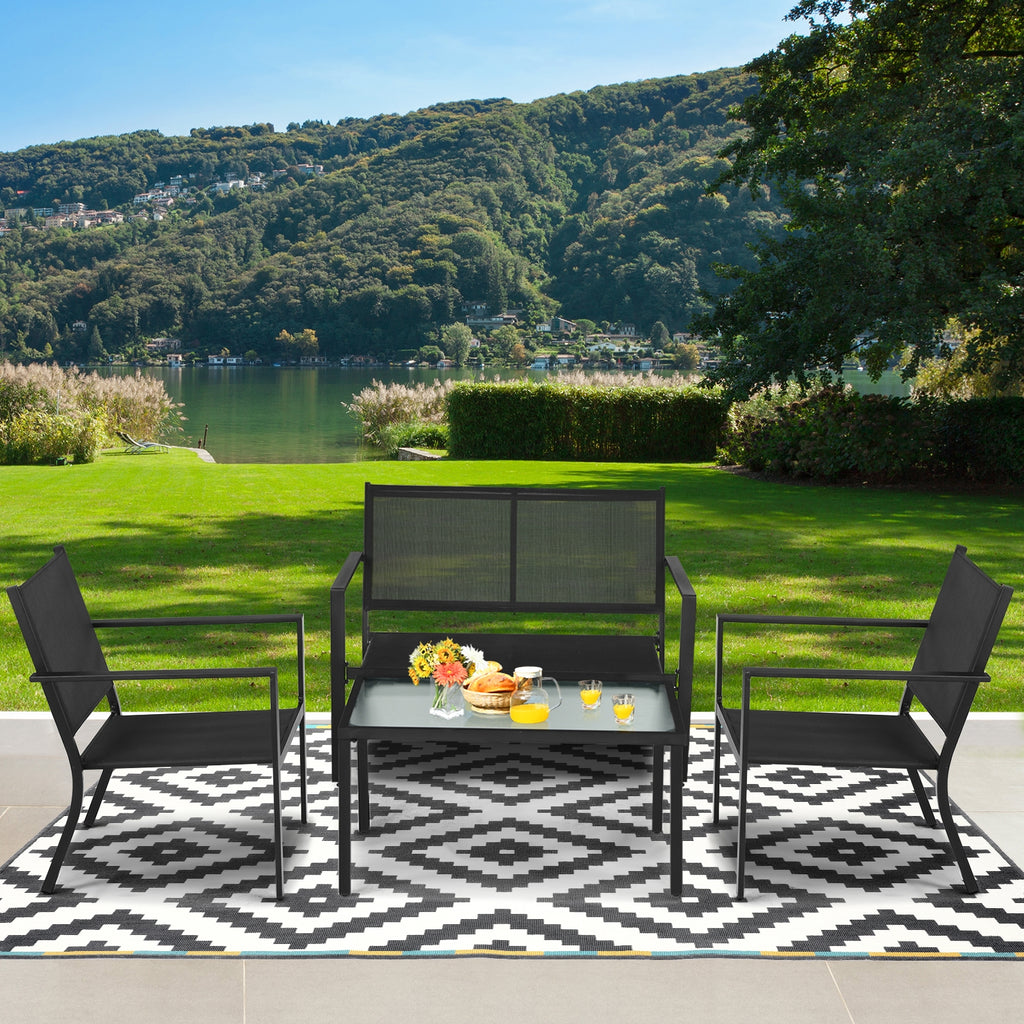 4-Piece Patio Furniture Set with Coffee Table – Gray