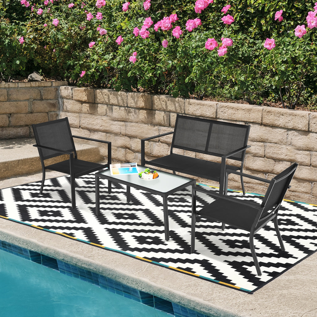 4-Piece Patio Furniture Set with Coffee Table – Gray