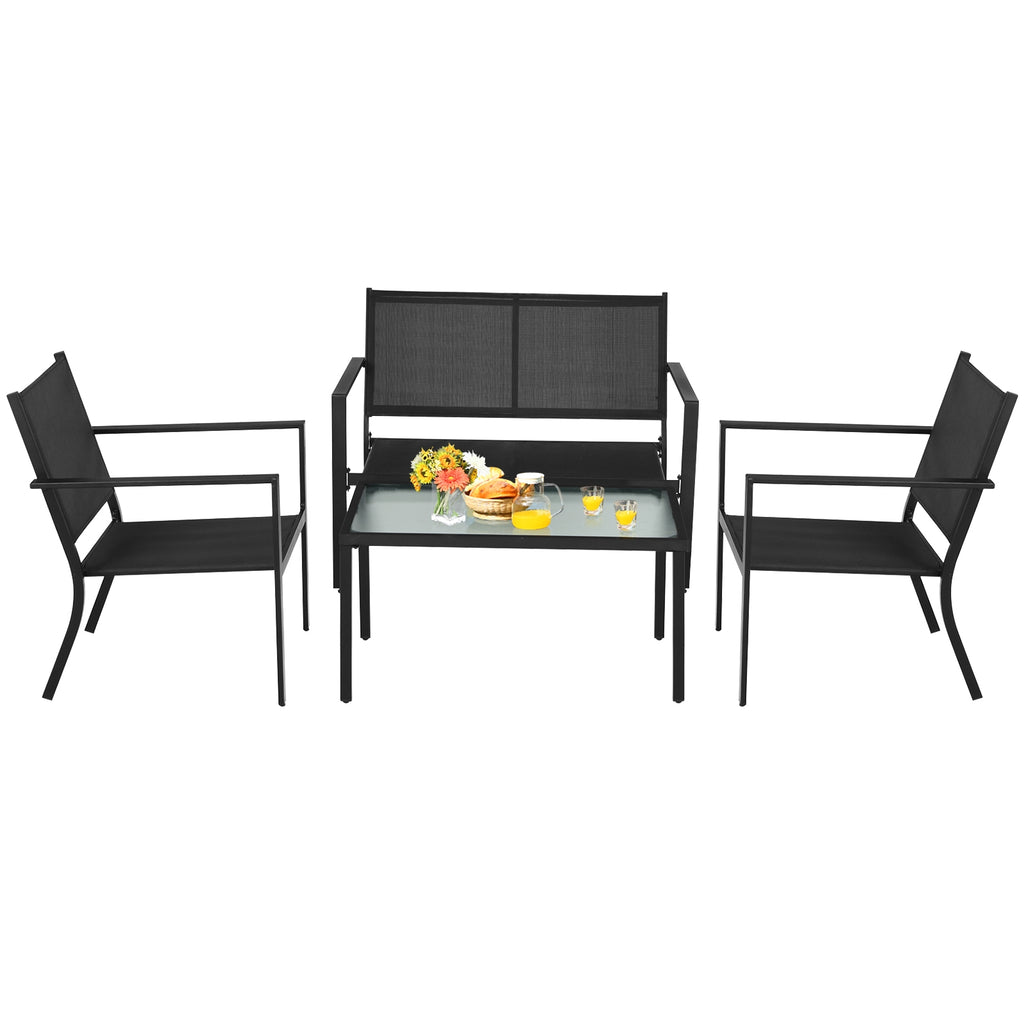 4-Piece Patio Furniture Set with Coffee Table – Gray