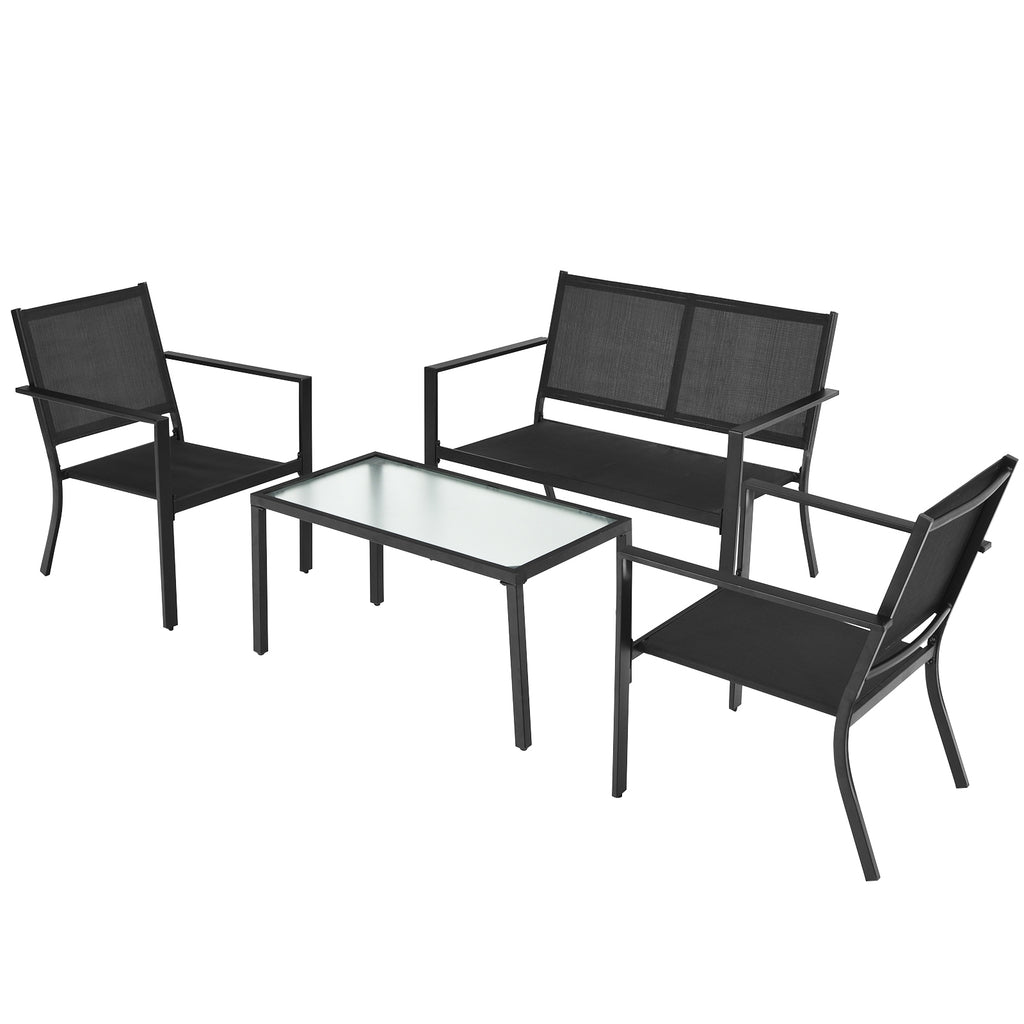 4-Piece Patio Furniture Set with Coffee Table – Gray