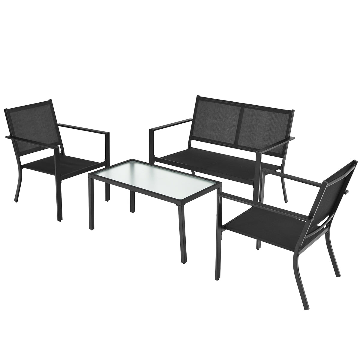 4-Piece Patio Furniture Set with Coffee Table – Gray