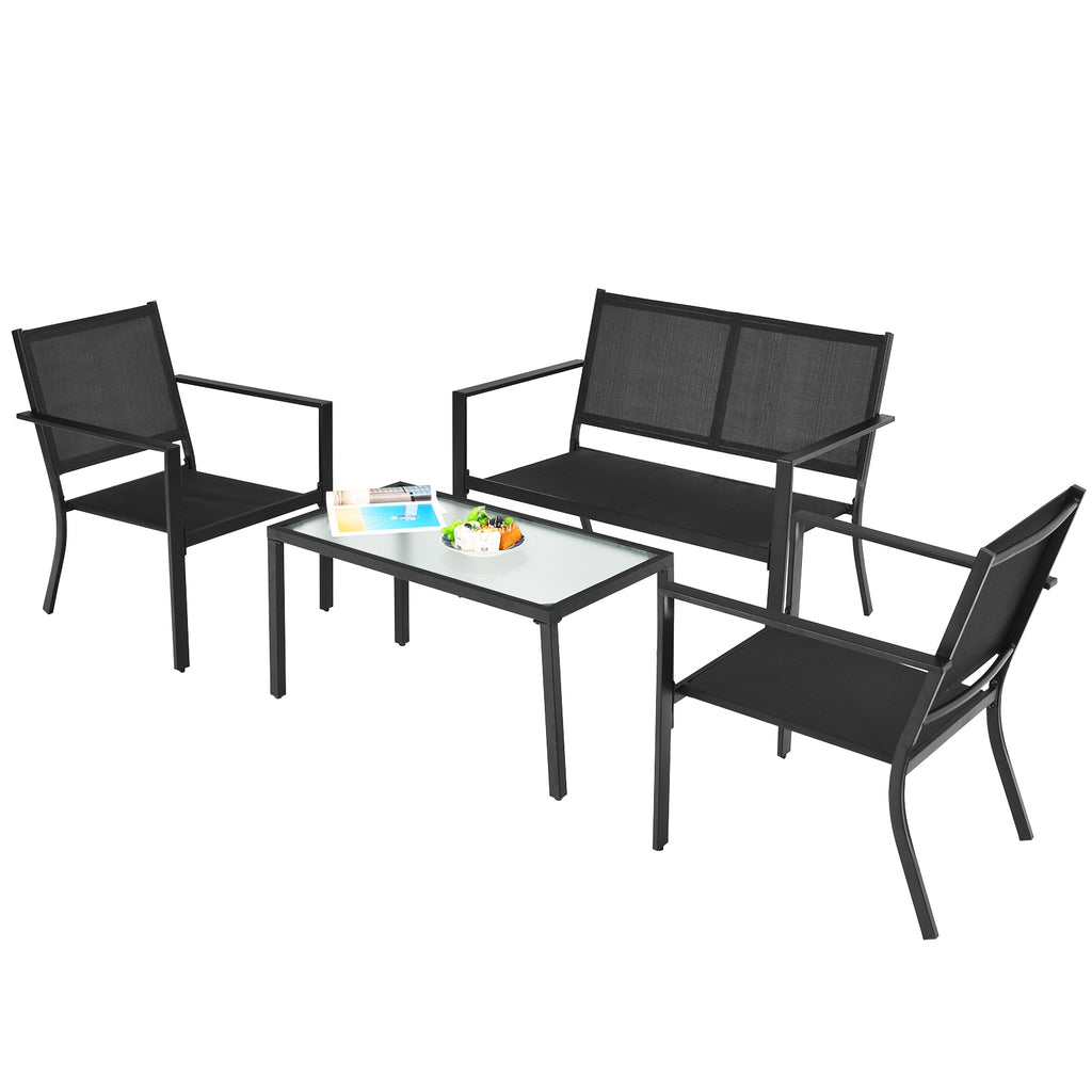 4-Piece Patio Furniture Set with Coffee Table – Gray