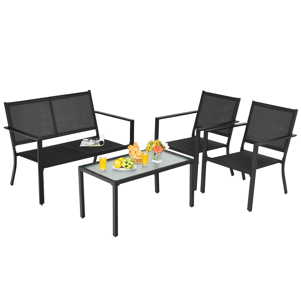 4-Piece Patio Furniture Set with Coffee Table – Gray