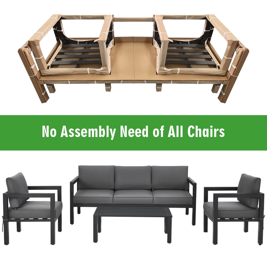 4 Pieces Outdoor Furniture Set for Backyard and Poolside