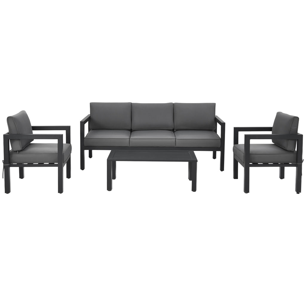 4-Piece Outdoor Patio Set with Sofa, Chairs & Table - Gray