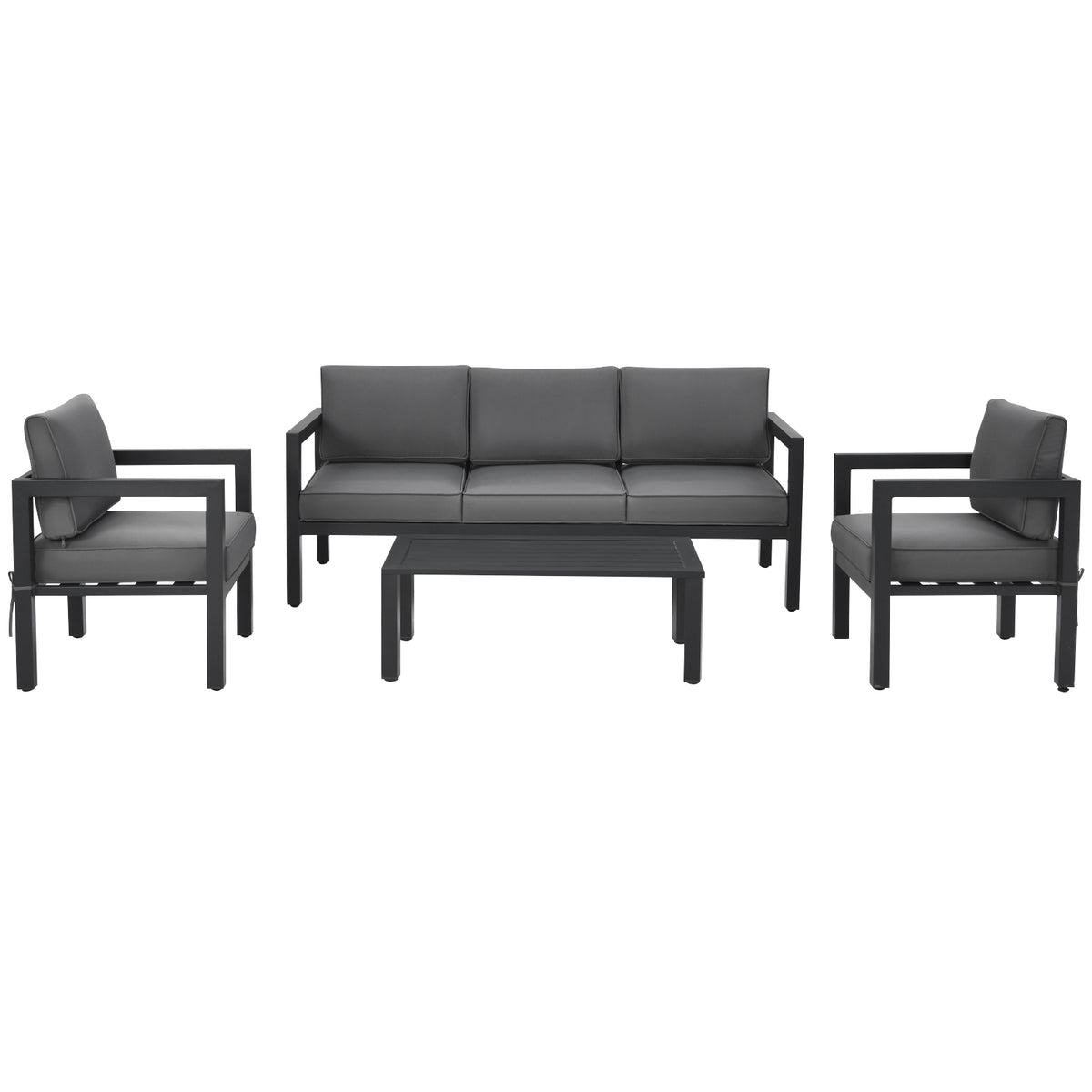 4-Piece Outdoor Patio Set with Sofa, Chairs & Table - Gray