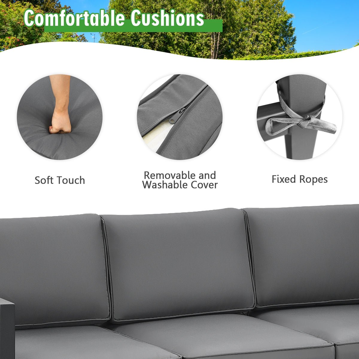4-Piece Outdoor Patio Set with Sofa, Chairs & Table - Gray