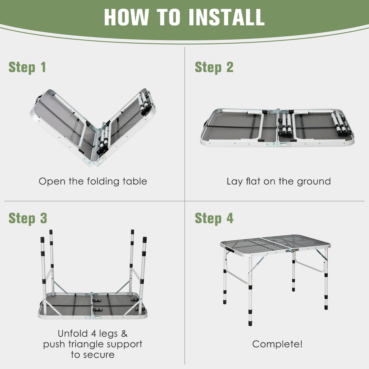 Aluminum Grill Table with Iron Mesh Top