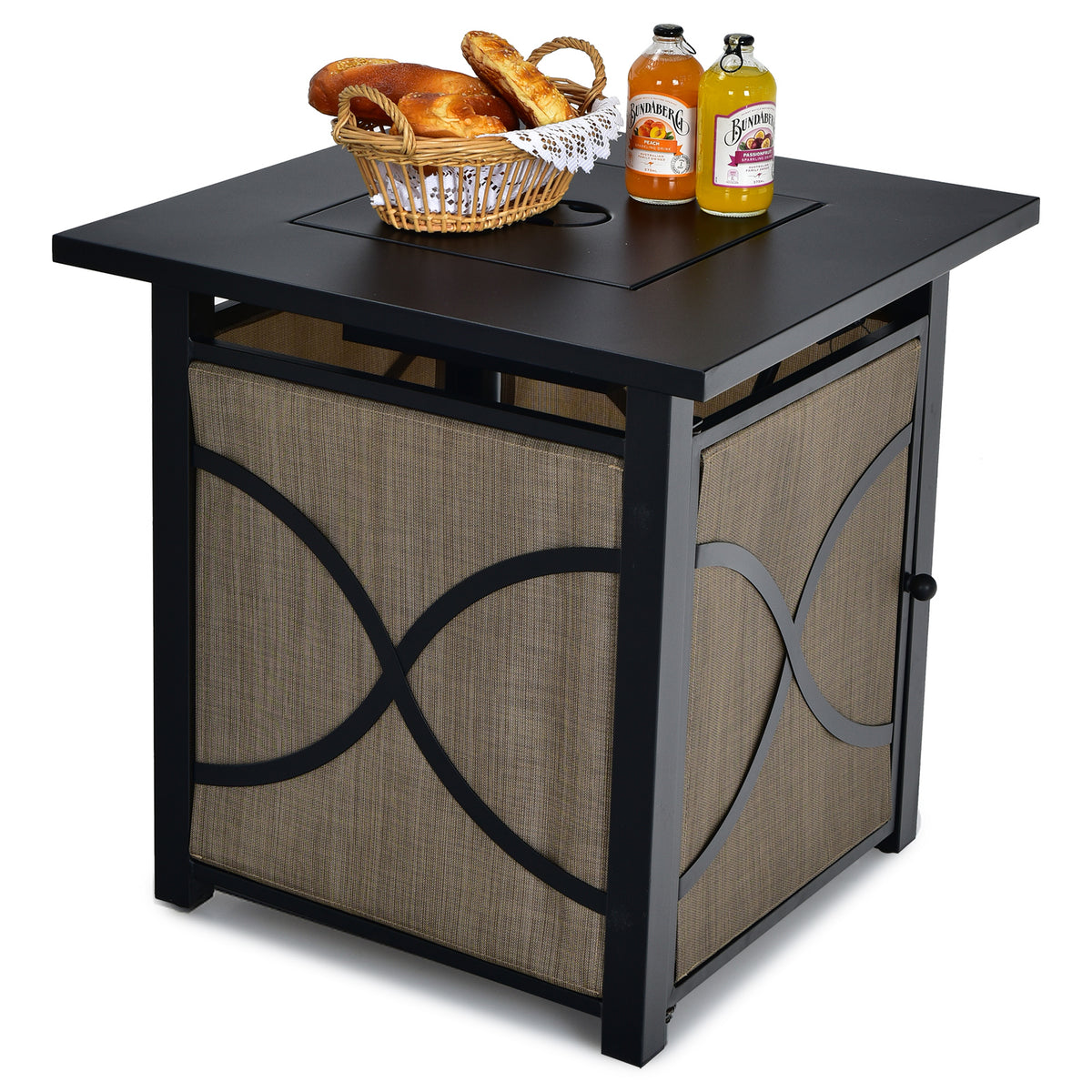 25 Inch 40000 BTU Propane Fire Pit Table with Lid and Glass