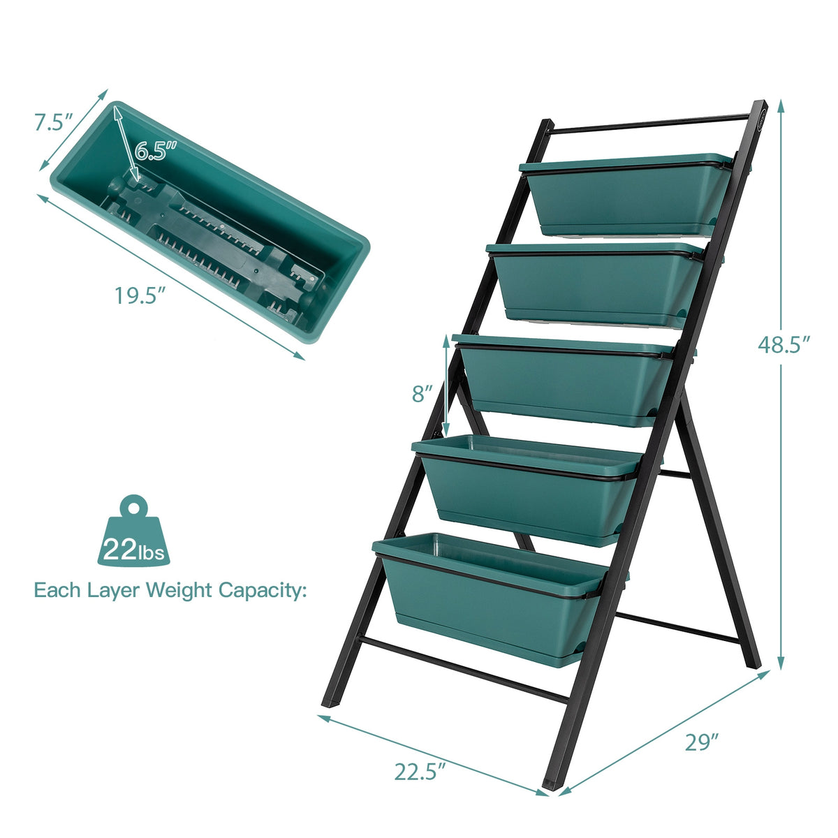 5-Tier Vertical Garden Planter Box - Green