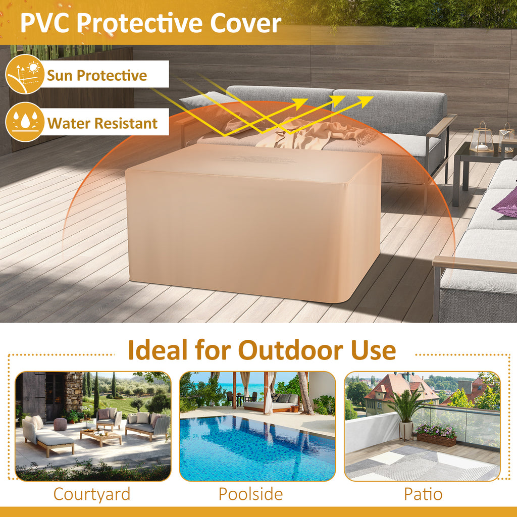 52 Inch Rattan Wicker Propane Fire Pit Table with Rain Cover and Lava
