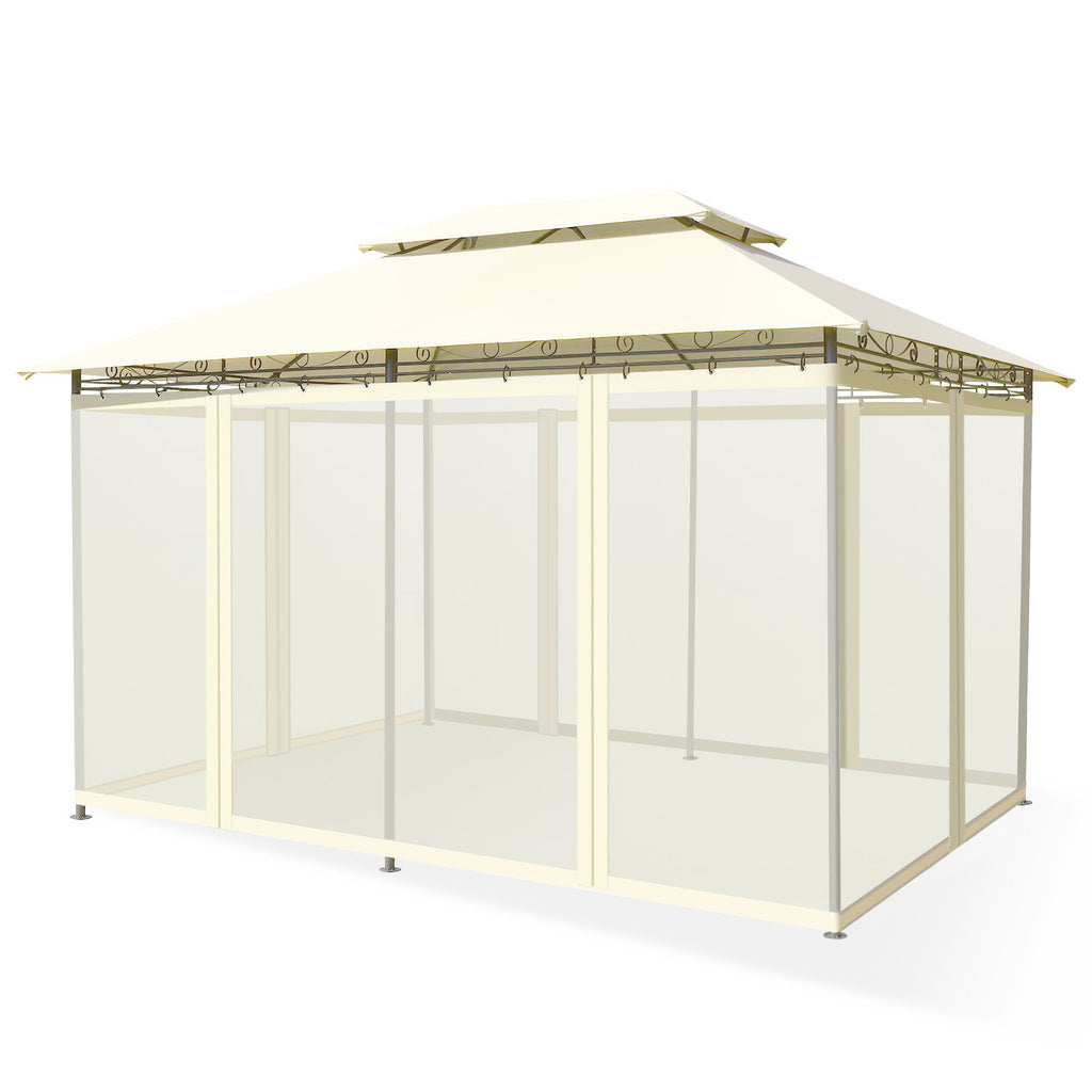10 x 13 Feet Gazebo Canopy with Removable Mesh Sidewalls - Beige
