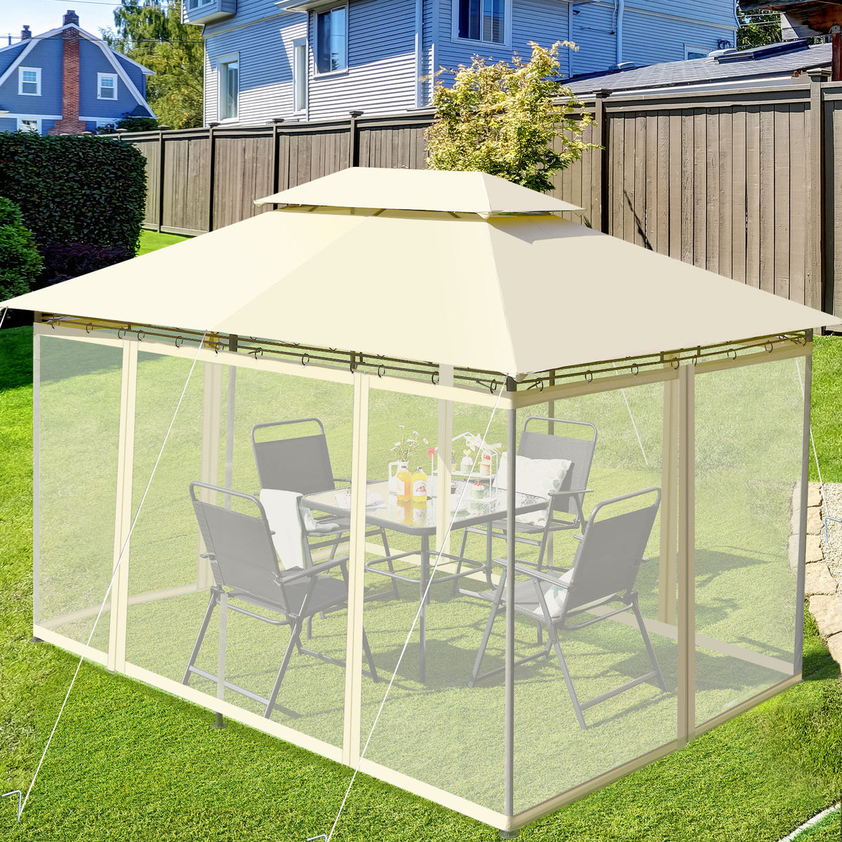 10 Feet x 13 Tent Canopy Shelter with Removable Netting Sidewall