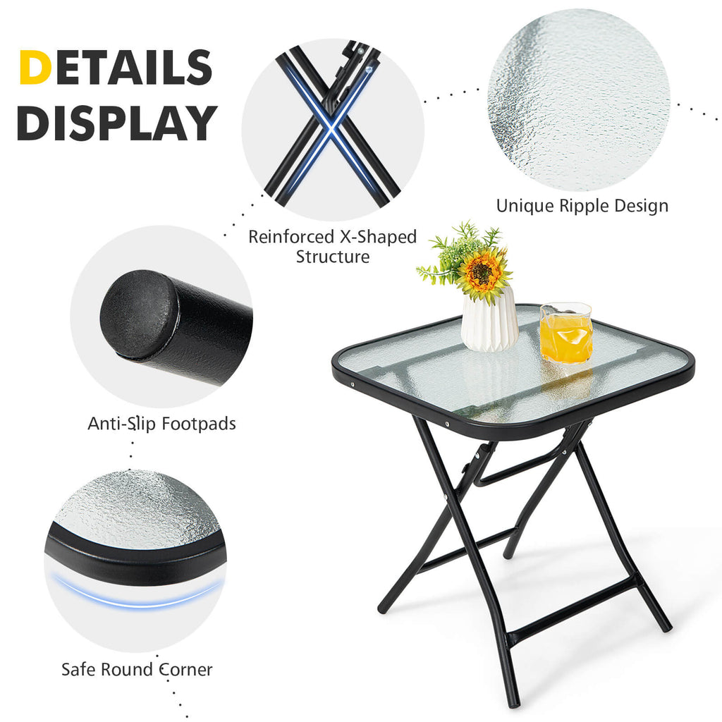 18" x 18" Square Patio Bistro Table, Rustproof Steel