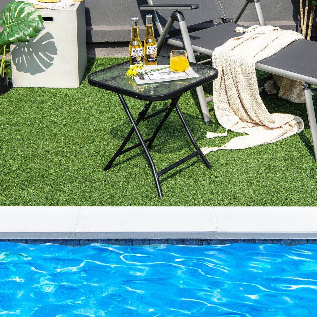 18" x 18" Square Patio Bistro Table, Rustproof Steel