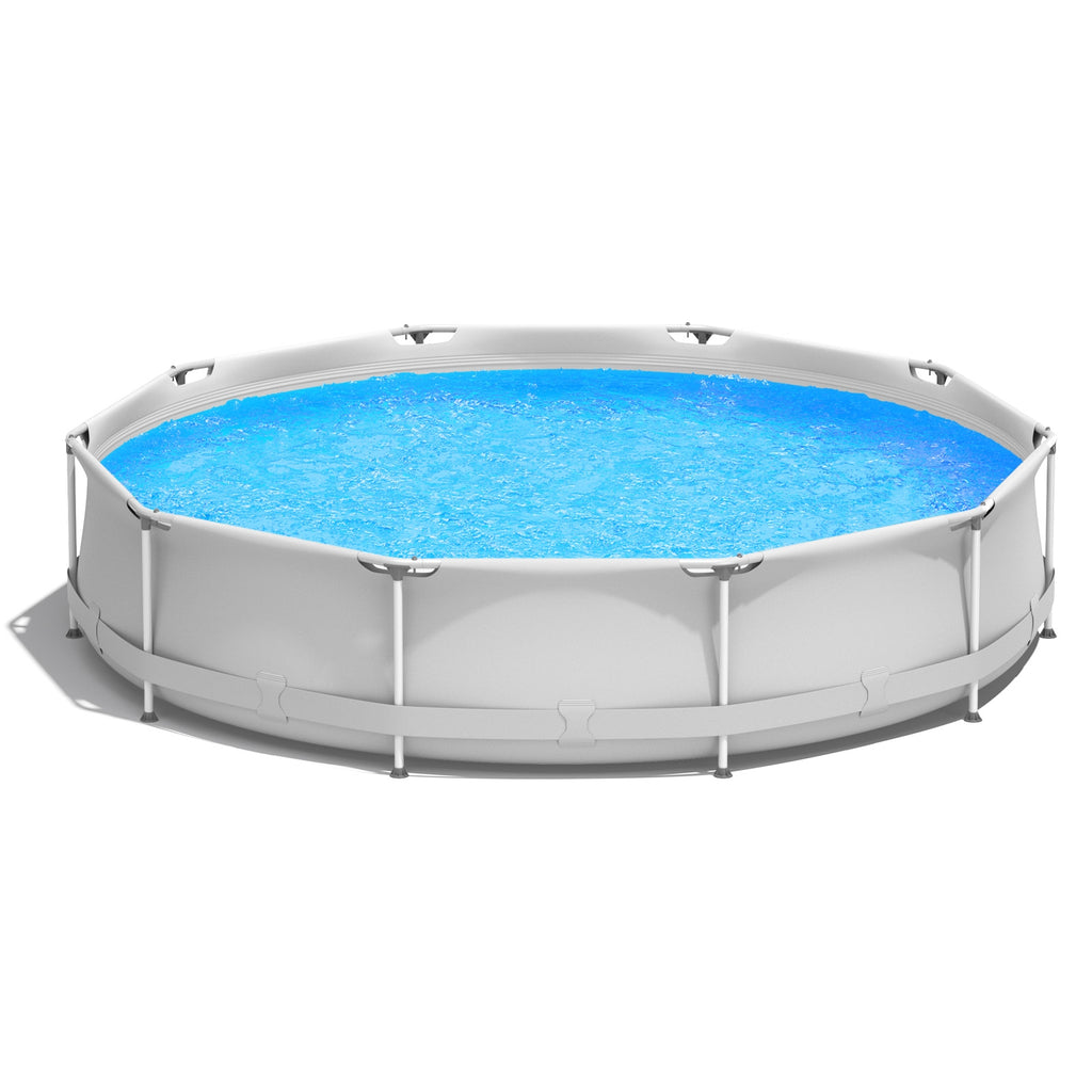 Round Above Ground Swimming Pool with Cover - Blue