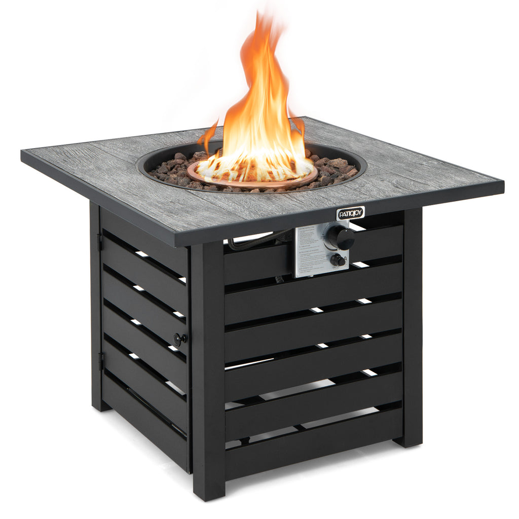 Square Propane Fire Pit Table with Lava Rocks & Cover