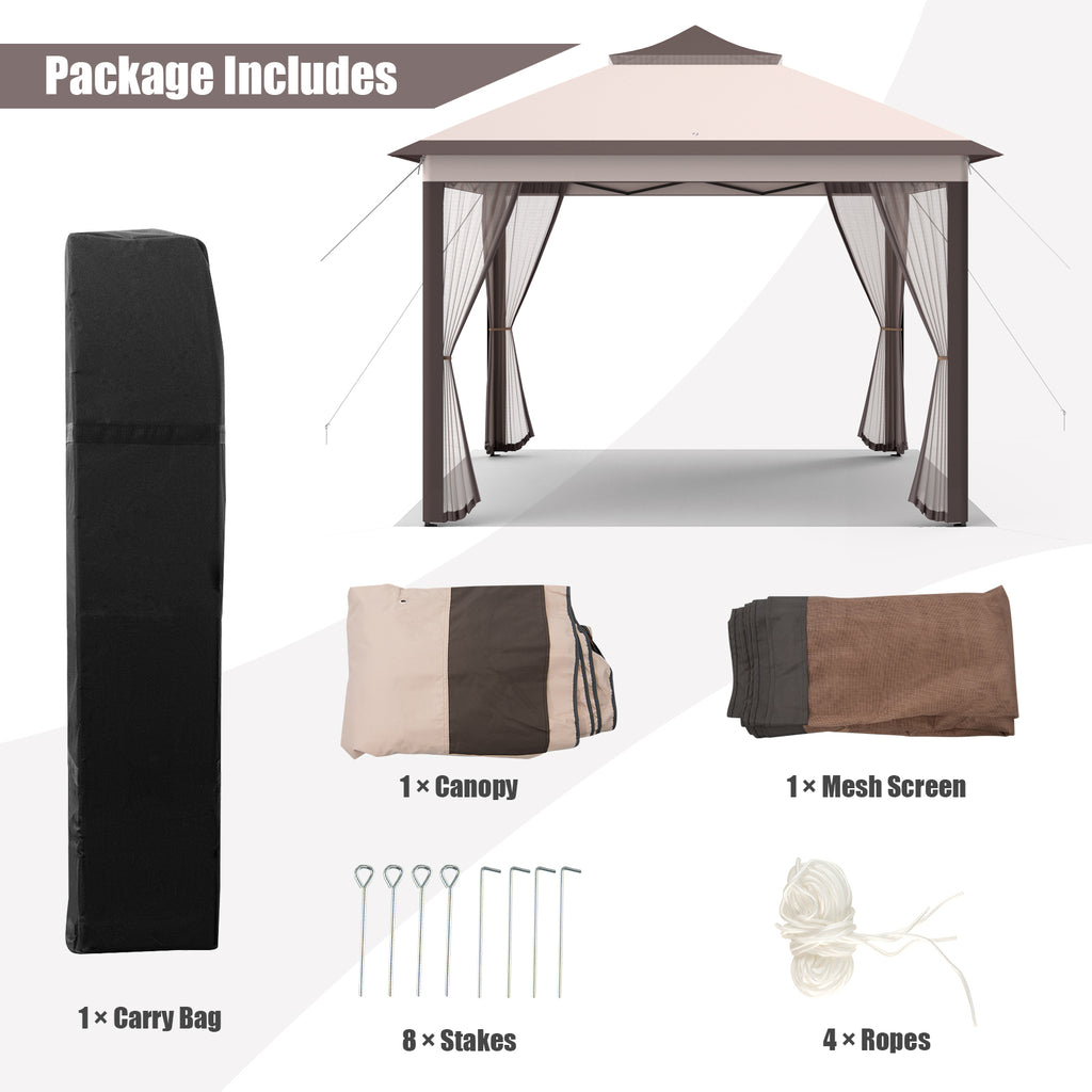 11 x Feet 2-Tier Pop-Up Gazebo Tent Portable Canopy Shelter Carry Bag