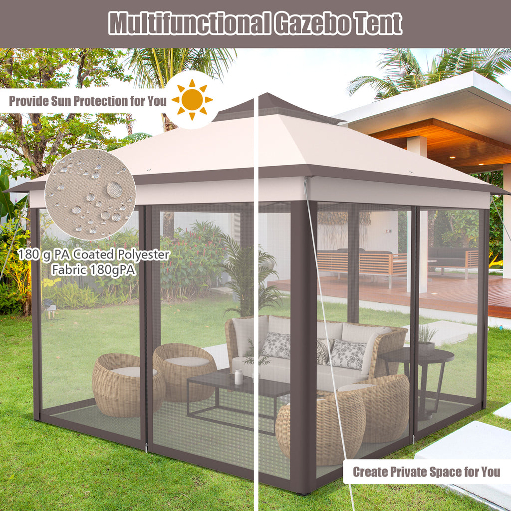 11 x Feet 2-Tier Pop-Up Gazebo Tent Portable Canopy Shelter Carry Bag