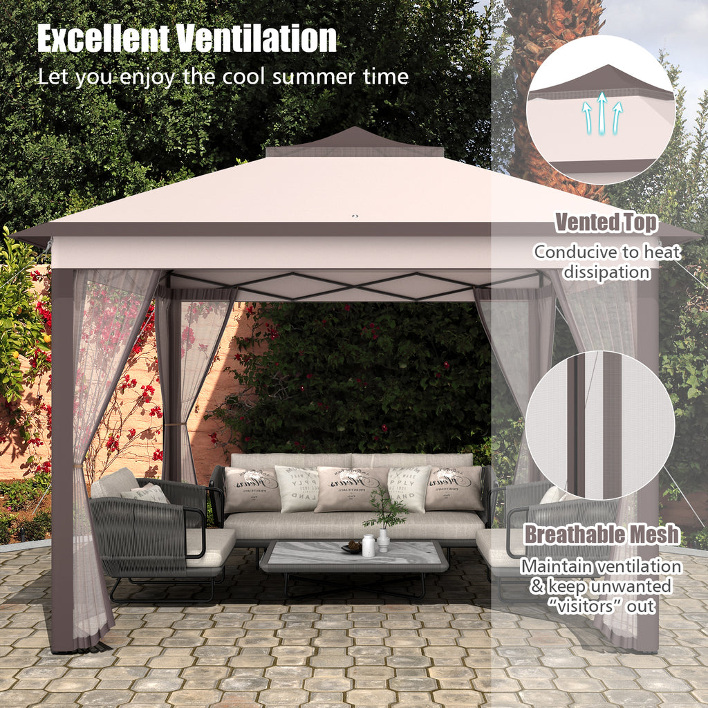 11 x Feet 2-Tier Pop-Up Gazebo Tent Portable Canopy Shelter Carry Bag