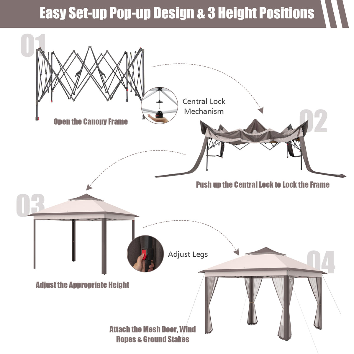 11 x Feet 2-Tier Pop-Up Gazebo Tent Portable Canopy Shelter Carry Bag