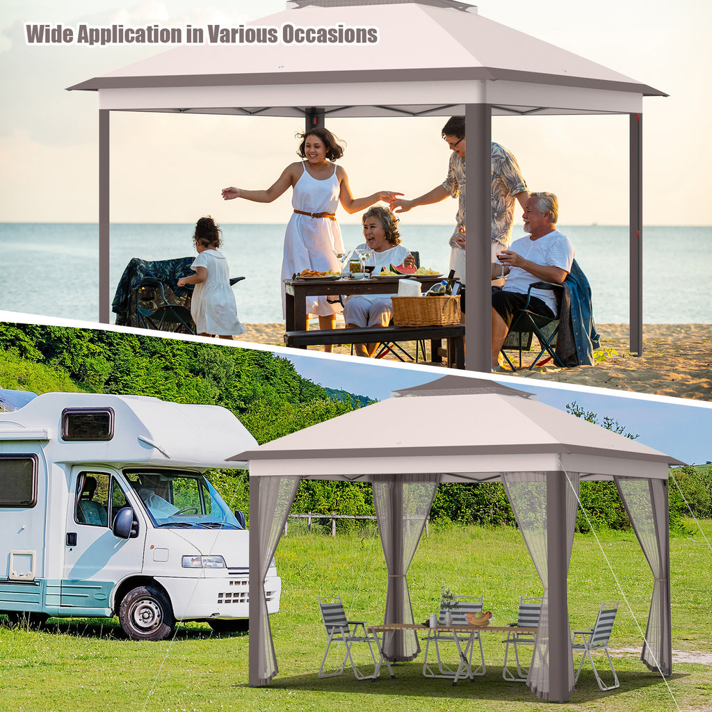11 x Feet 2-Tier Pop-Up Gazebo Tent Portable Canopy Shelter Carry Bag