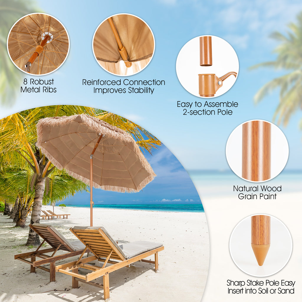 7.2 Feet Tiki Thatched Patio Umbrella - Hawaiian Style