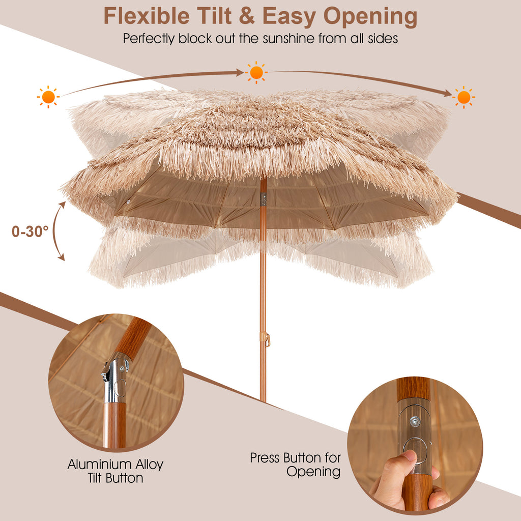 7.2 Feet Patio Thatched Tiki Umbrella Hawaiian Hula Beach
