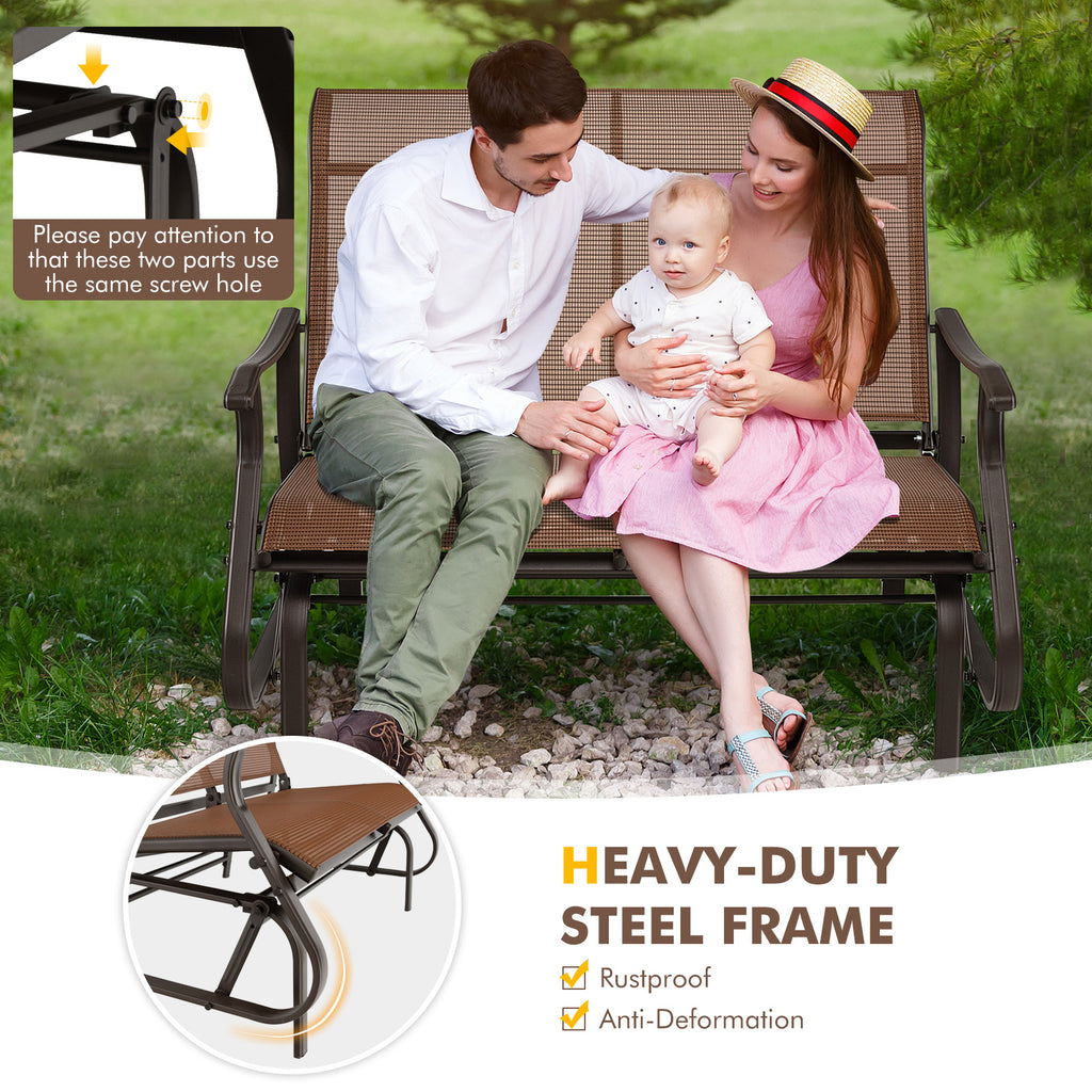 2-Person Patio Glider Bench, Brown - 47 Inch