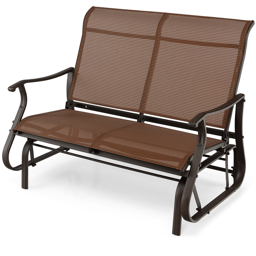 2-Person Patio Glider Bench, Brown - 47 Inch