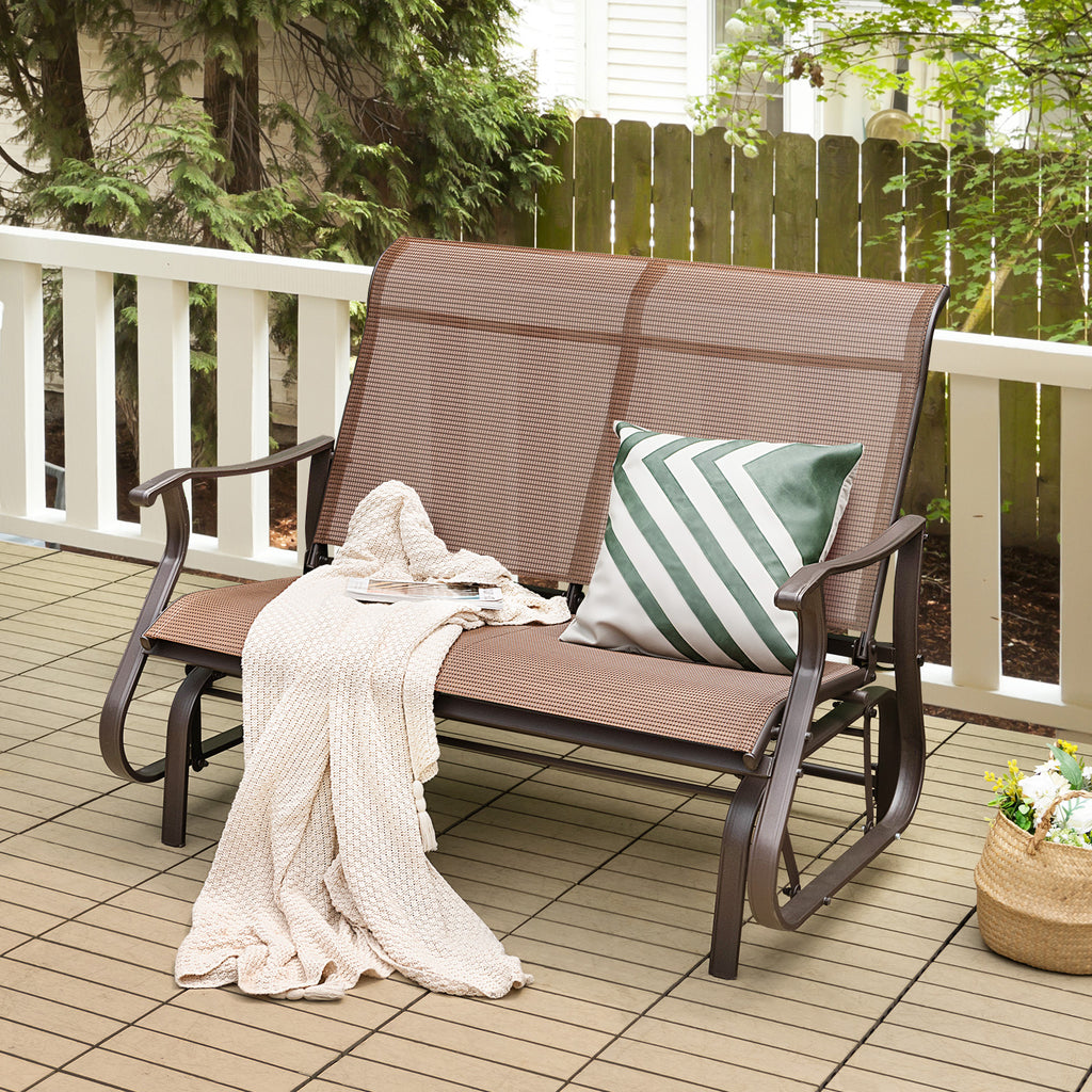 2-Person Patio Glider Bench, Brown - 47 Inch