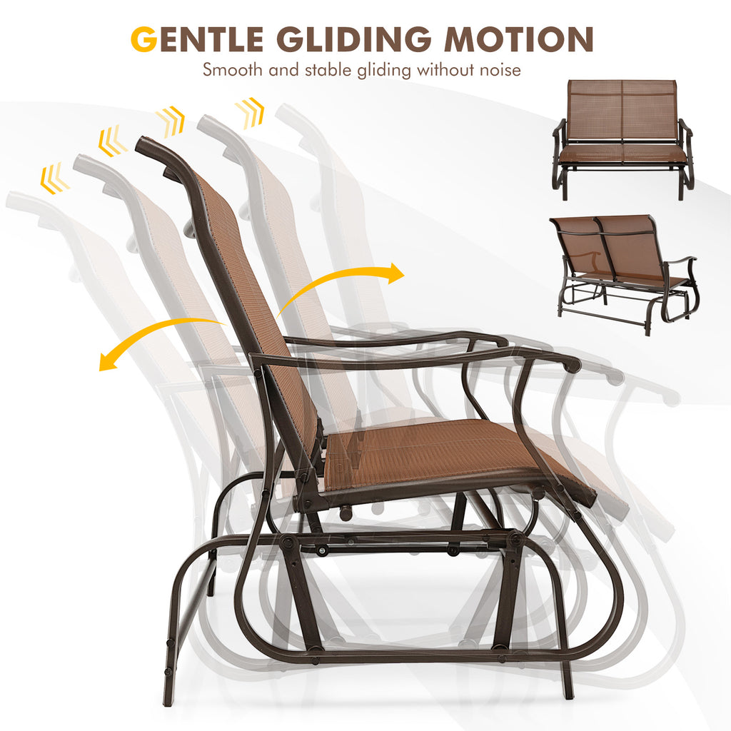 2-Person Patio Glider Bench, Brown - 47 Inch